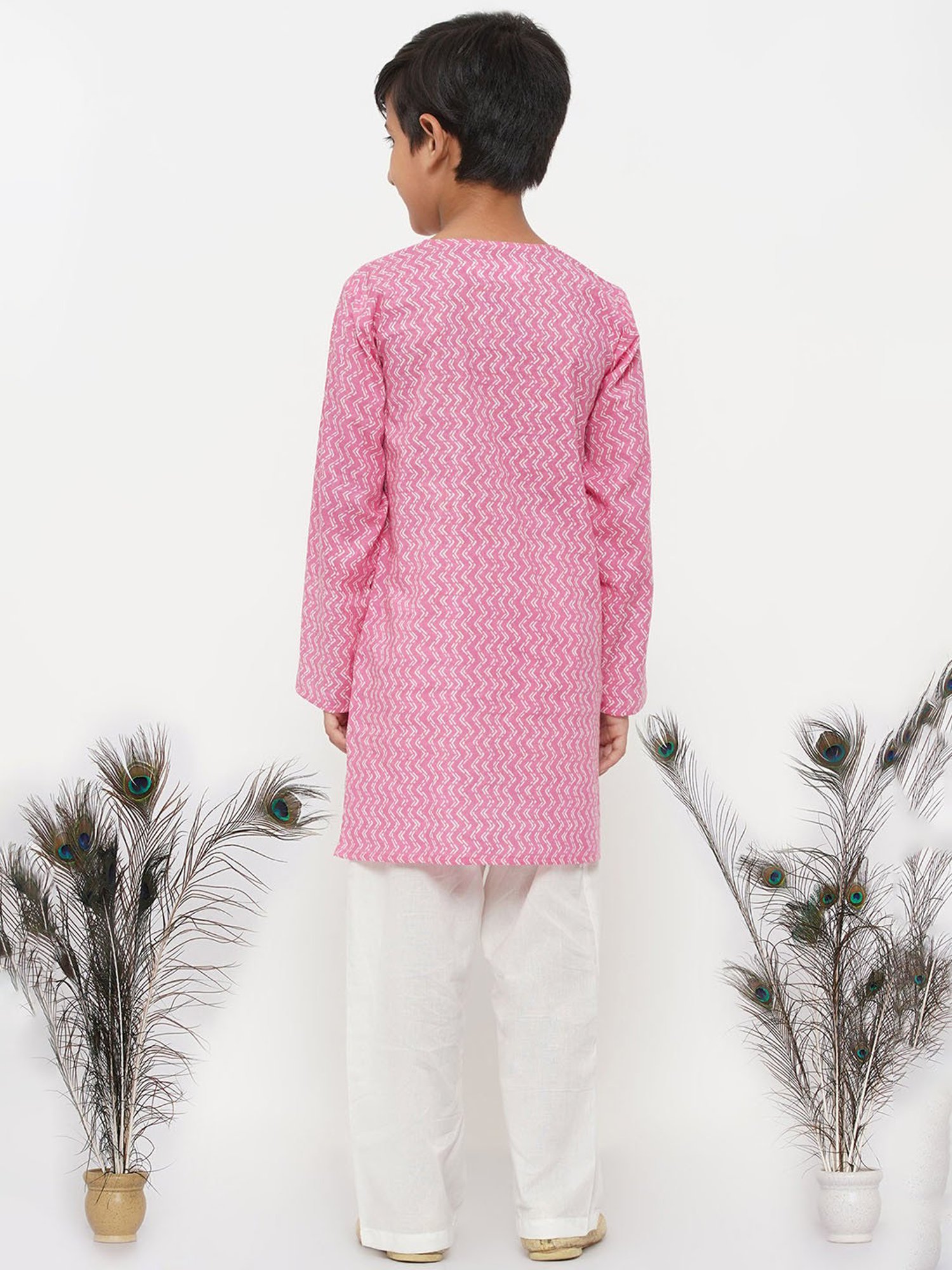 Little Bansi Pink & White Printed 1 Kurta + 1 Pyjamas