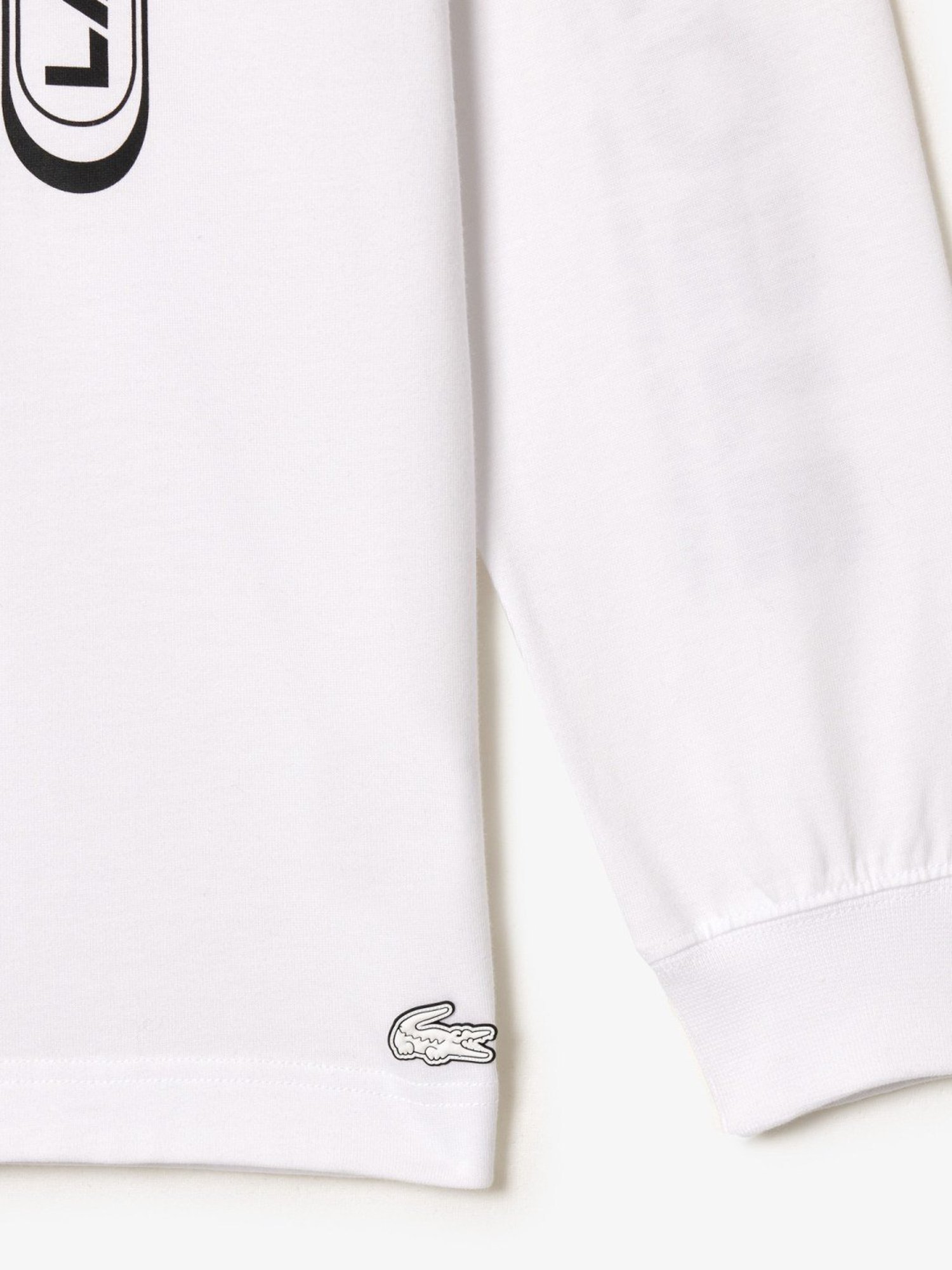 Lacoste White Cotton Loose Fit Printed T-Shirt