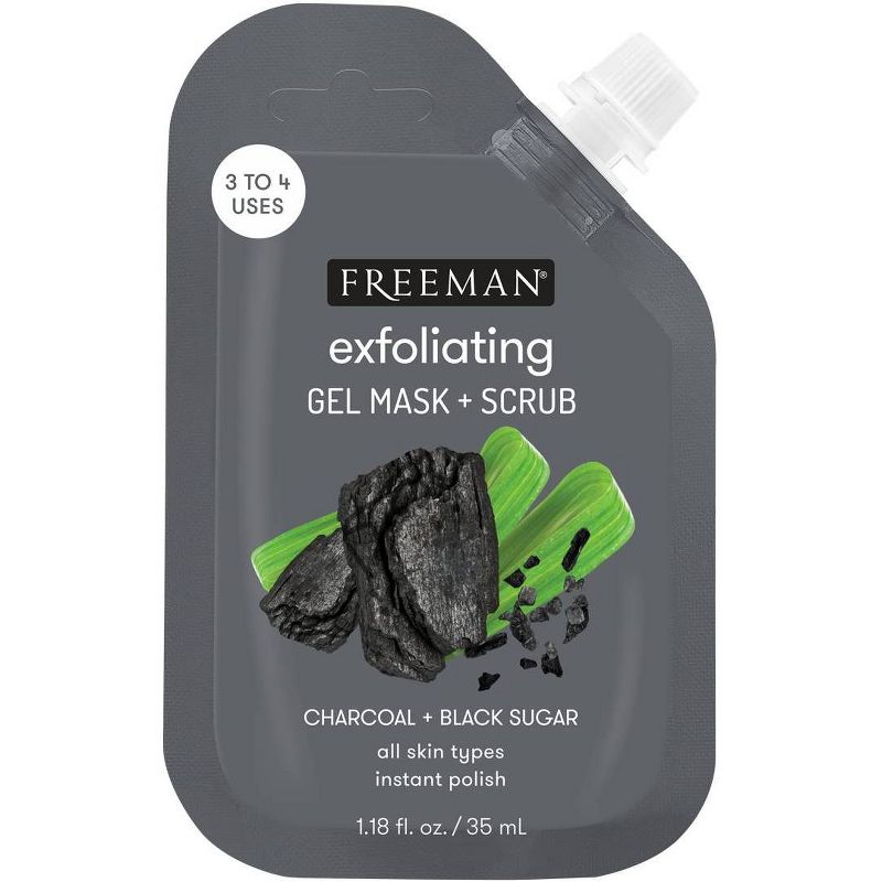 Freeman Charcoal + Black Sugar Gel Mask & Scrub - 1.18 fl oz