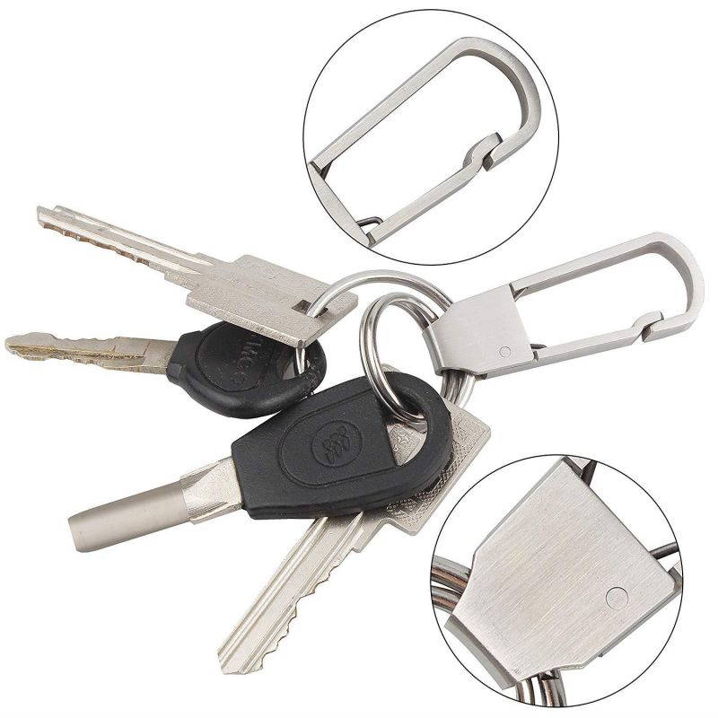 Keychain, Wisdompro 2 Pack Heavy Duty Keychain (One 8 Inch Pocket Keychain for Keys & Wallets and One Stainless Steel Key-Clips with Belt Hook)