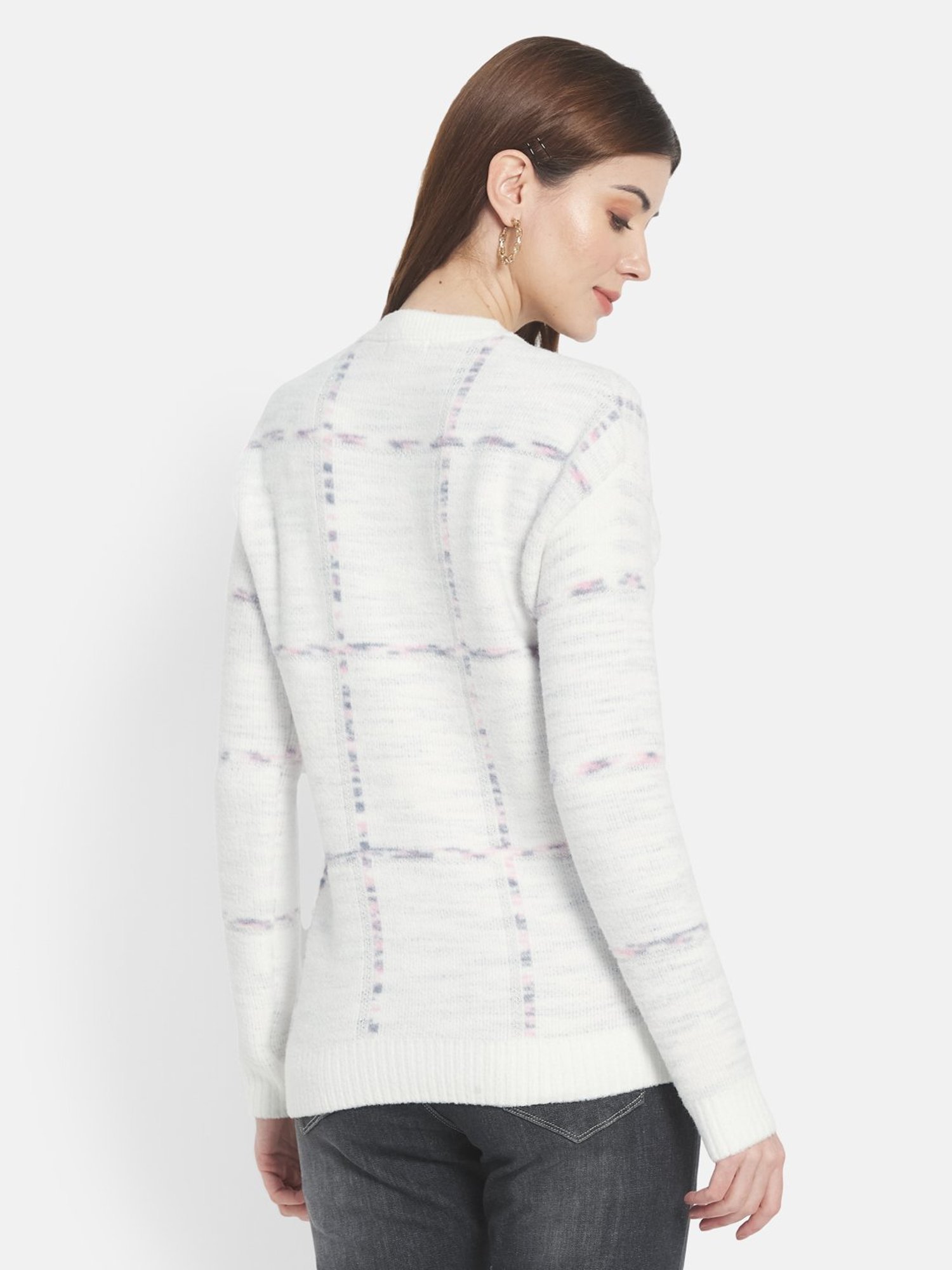 METTLE White Chequered Pullover