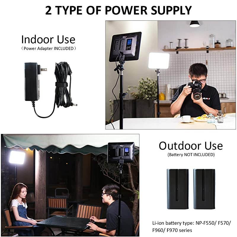 Packs LED Video Photography Lighting Kit, Panel Studio Lights with Stand, VL-00T Bi-Color Dimmable Photo Lighting for YouTube Video Shooting, Wireless Remote, AC Adapter, Carry Bag (Included)