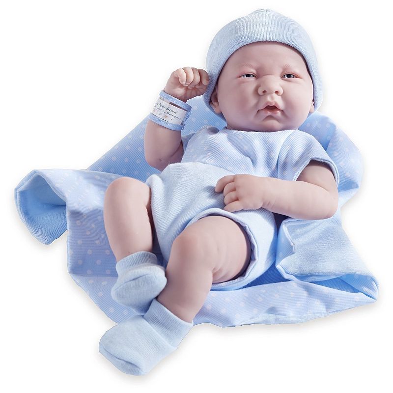 JC Toys La Newborn 14" Boy Baby Doll 5pc Set - Blue Romper