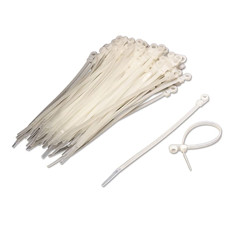 8 Inch Mount Head Screw Cable Wire Zip Tie 50 lbs Natural White 1000 Pack Lot Pcs