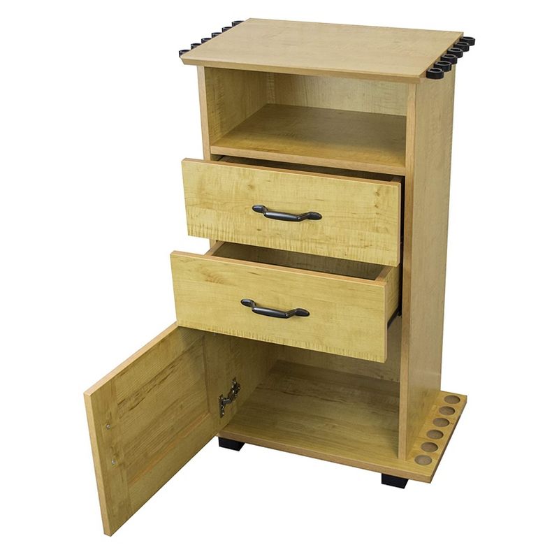 OS Home 704-AFC 2 Drawer 1 Shelf Fishing Storage and Organization Cabinet for 12 Fishing Rods, Laminated Honey Maple Finish