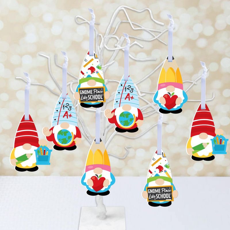 Big Dot of Happiness School Gnomes - Teacher and Classroom Decorations - Tree Ornaments - Set of 12