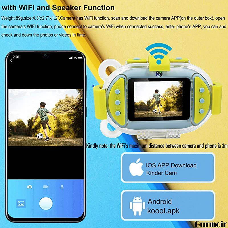 Kids WiFi Camera/Kids Waterproof Dual Camera.Best Christmas Birthday Gifts for Boys/Girls.Video Record Full HD 1080P 16MP IP68 Waterproof Camera Camcorder with 2.4 inch Screen(with Phone APP)