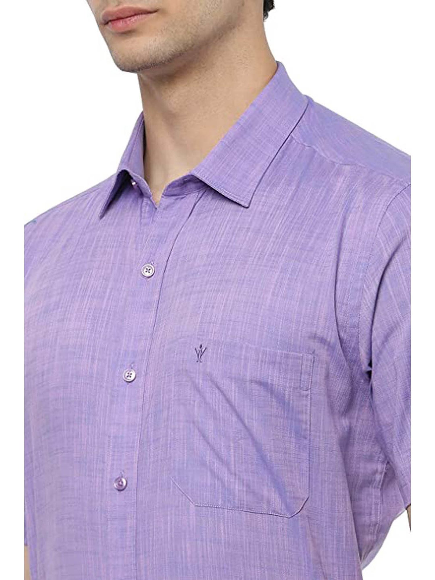 Ramraj Purple Cotton Slim Fit Self Pattern Shirt