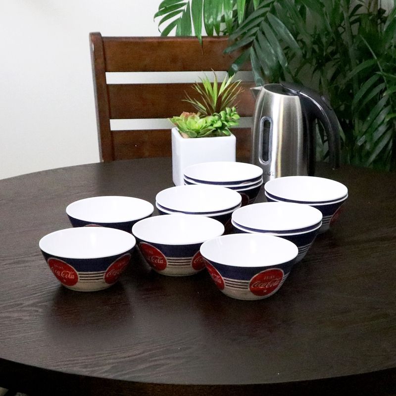 Coca-Cola Americana 12 Piece Melamine Bowl Set in Blue