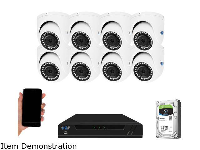 GW Security 4K 8 Channel NVR Security Camera System with 1TB HDD, 4 x 4K IP PoE 8MP Turret cameras, 100-Degrees Wide-angle, 100FT Night Vision