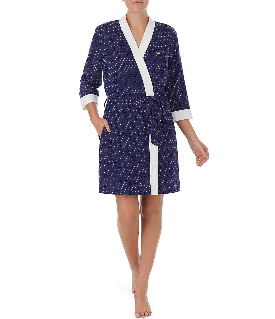 PJ Salvage Solid Ribbed Knit Long Wrap Robe