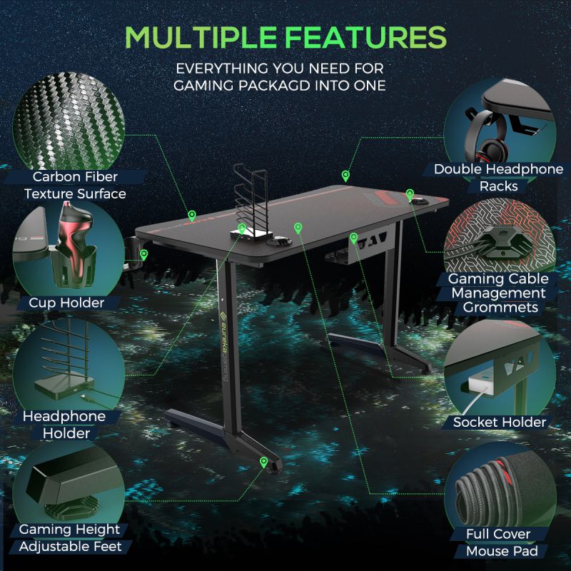 RESPAWN 3000 Gaming Computer Desk - Ergonomic Height Adjustable Gaming Desk, in Blue (RSP-3000-BLU)