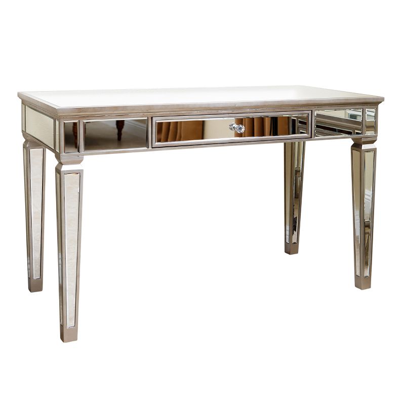 Ofelia Mirrored Desk Silver - Abbyson Living