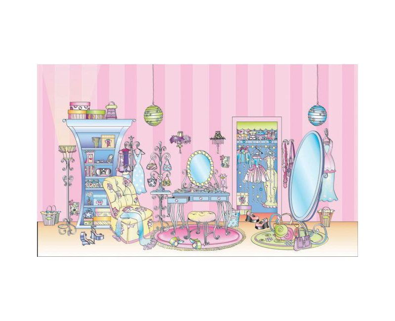 Girls Pink Dressing Room Large Prepasted Wall Mural - Surestrip..