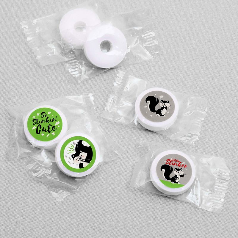 Big Dot of Happiness Little Stinker - Woodland Skunk Baby Shower or Birthday Round Candy Sticker Favors - Labels Fit Hershey's Kisses (1 sheet of 108)