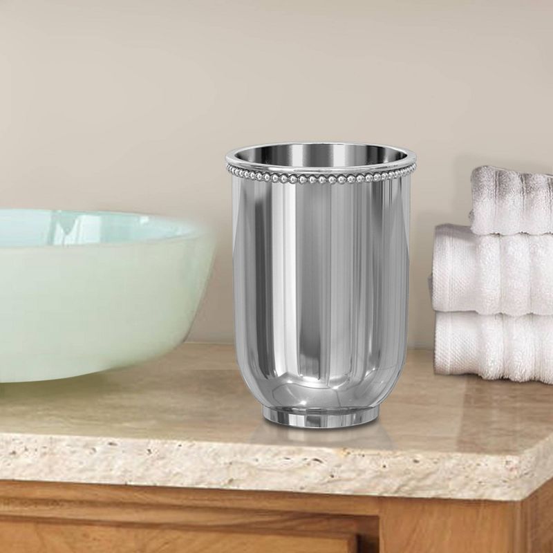 4pc Chic Metal Bath Accessory Set for Vanity Counter Tops Silver - Nu Steel