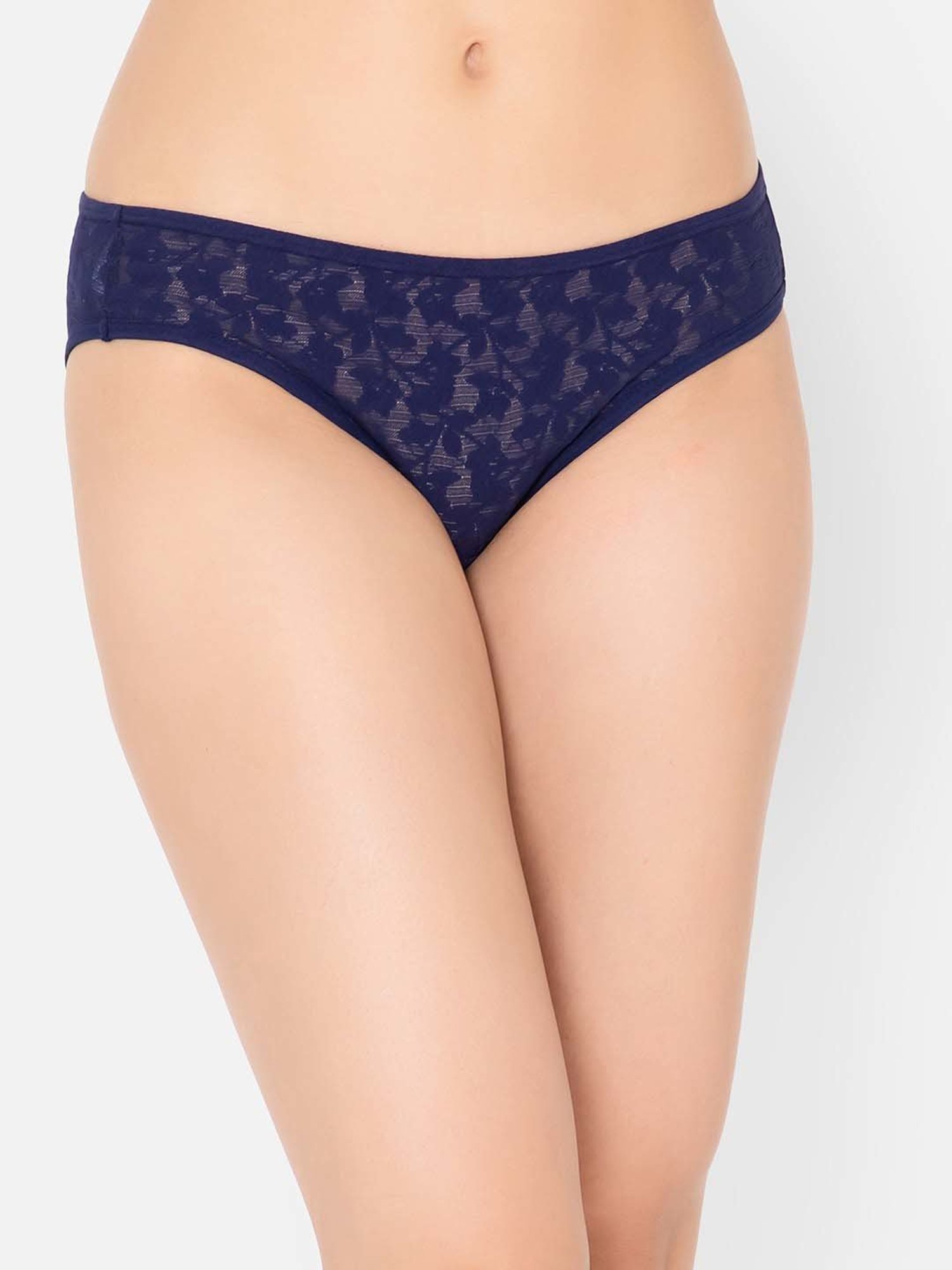 Clovia Blue Lace Work Bikini Panty
