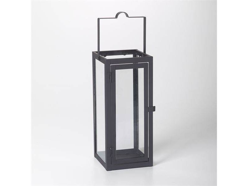 12" Marco Glass Metal Outdoor Lantern with Open Top Black - Smart Living