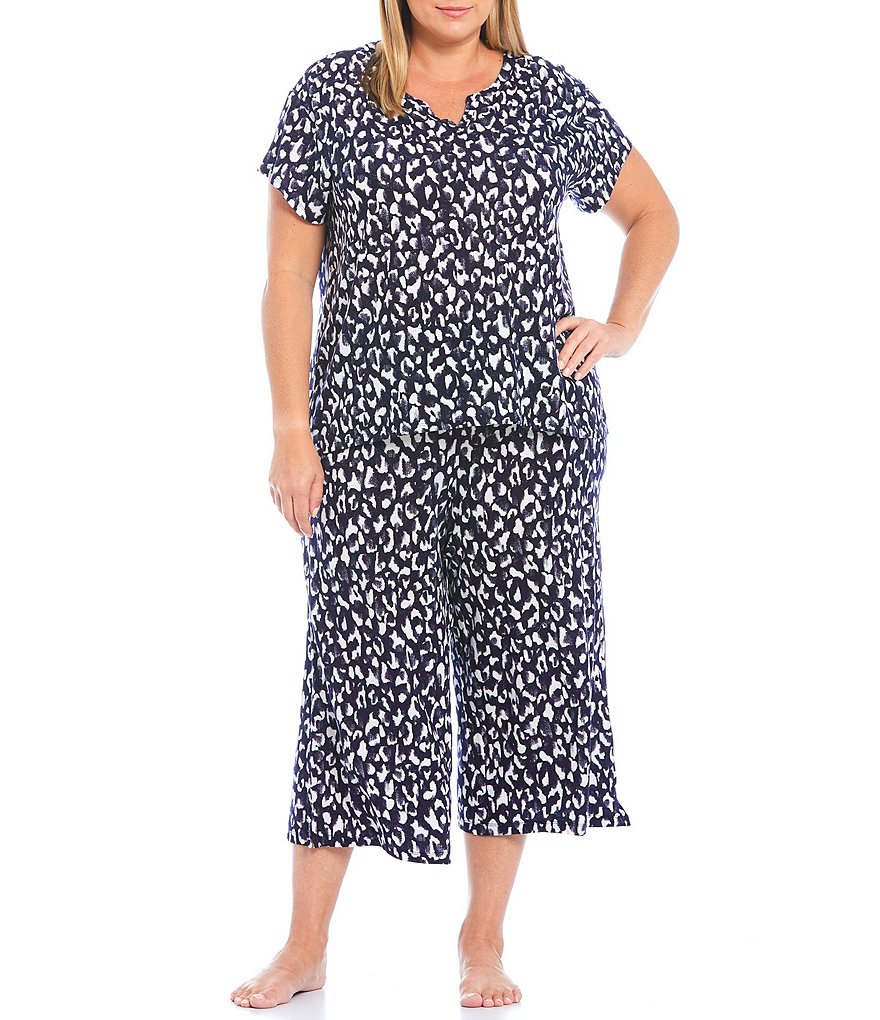 Nottibianche Printed Jersey Knit Cropped Sleep Coordinating Drawstring Pants