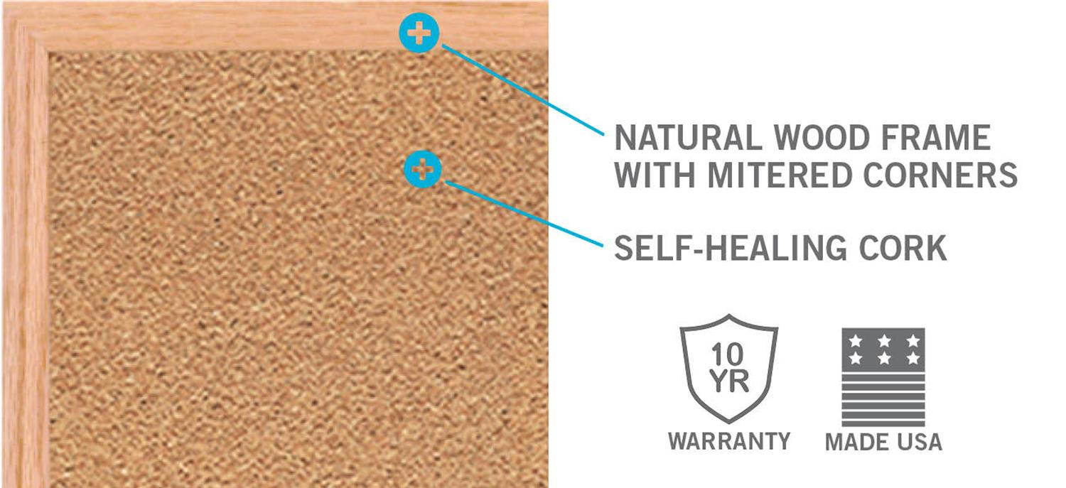 Ghent Push-Pin Bulletin Board, Cork, 48-1/2"H x 96-1/2"W, Natural   WK48