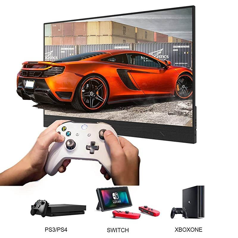 Monitor 1920x1080 Display 15.6-inch Super Thin IPS Gaming Monitor Screen USB-C for Laptop Computer Mac Phone HDMI Device,PS4 Xbox,Nintendo,Raspberry pi, Mac Mini,Mobile with Leather Case