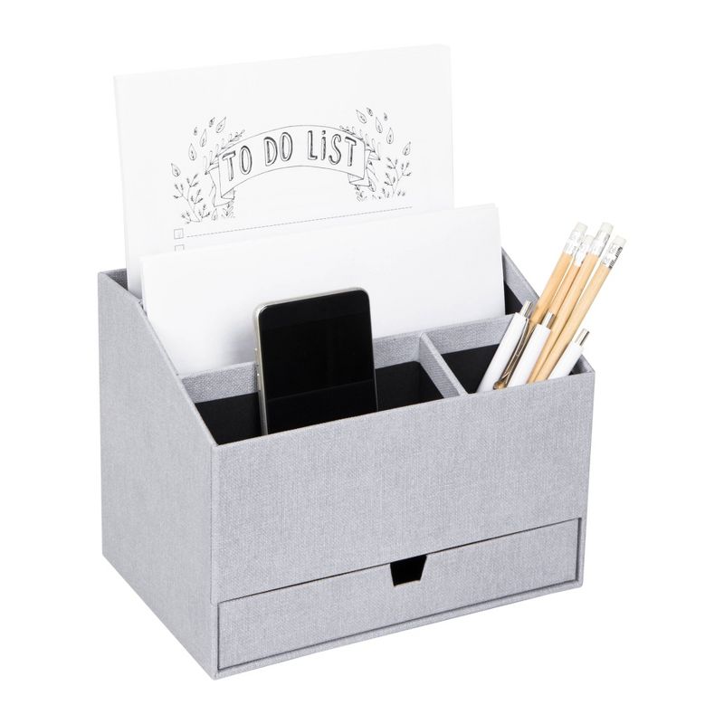 Greta Canvas Desktop Organizer with Supply Drawer Ash - Bigso Box of Sweden