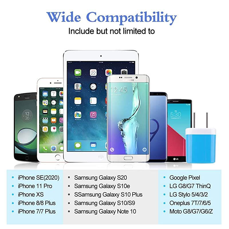 Wall Charger Charger Cube  5Pack 1A5V Single Port USB Wall Charger Plug Brick Charging Block Box Compatible iPhone 12 Pro Max 11 XS X 8 7 Plus iPad Samsung Galaxy S20 S10e S9+ S8 Note20 LG