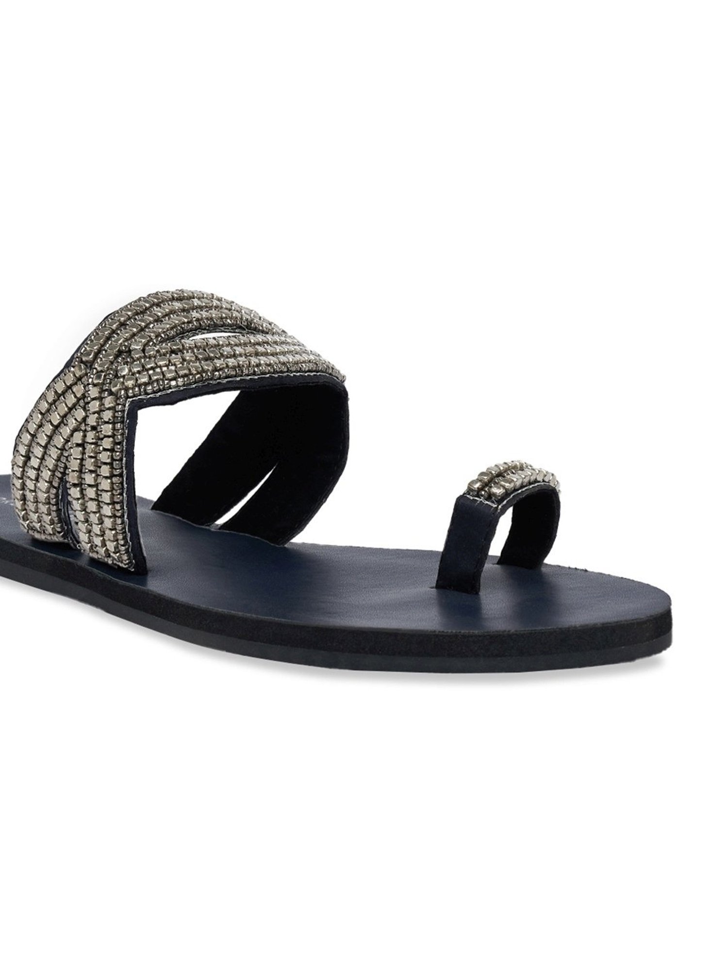 Forever Glam by Pantaloons Women's Gun Metal Toe Ring Sandals
