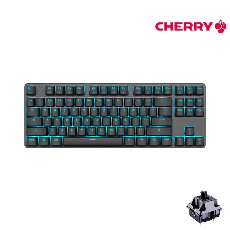 Royal Kludge RK601 87 Keys Cherry MX Black Mechanical Gaming  Keyboard  N-Key Rollover  Ice Blue Backlit,PBT Keycaps