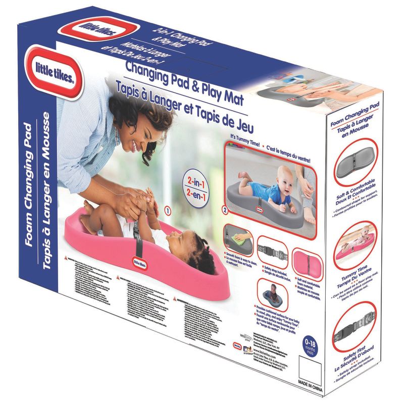 Little Tikes Deluxe 2 in 1 Baby Infant Comfortable Soft Foam Changing Pad and Floor Play Mat with Safety Restraint Belt, Pink