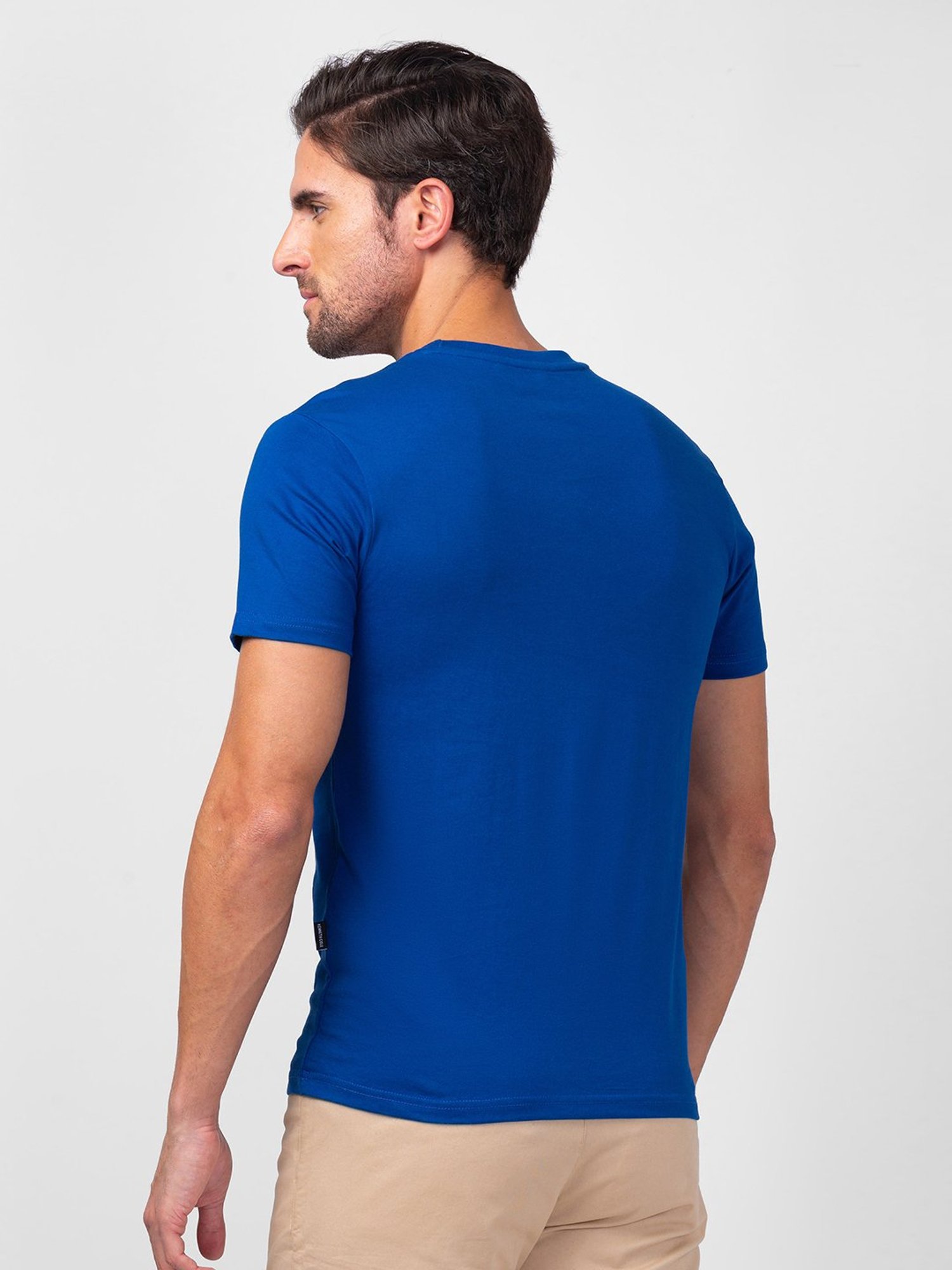Kenneth Cole Indigo Blue Slim Fit Printed Crew T-Shirt