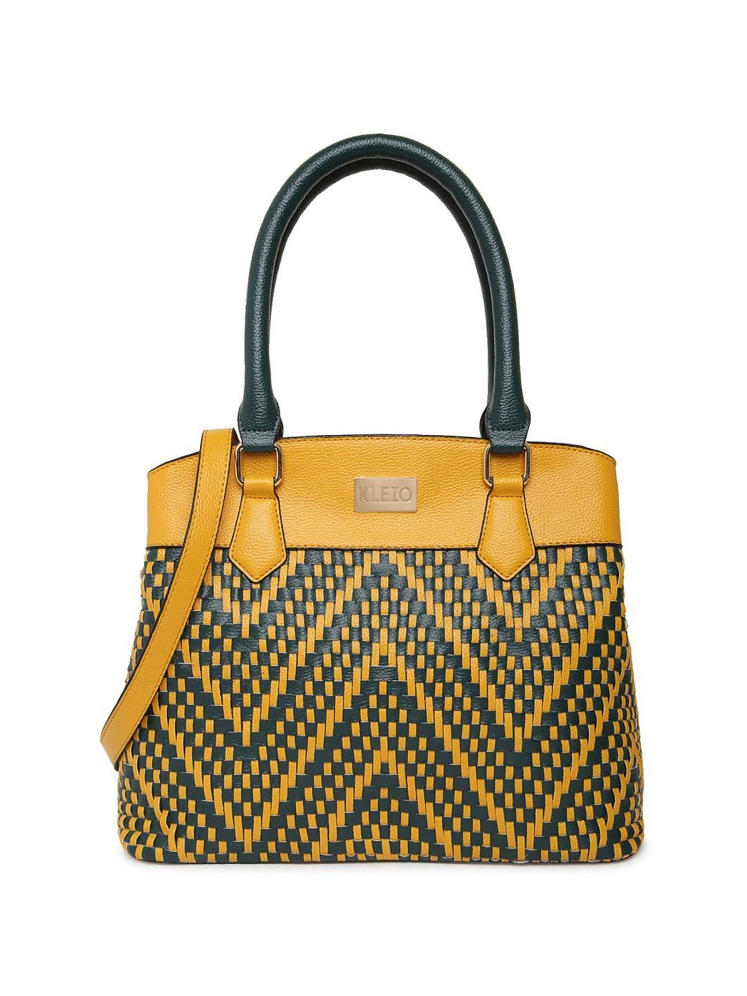 KLEIO Yellow Textured Medium Handbag