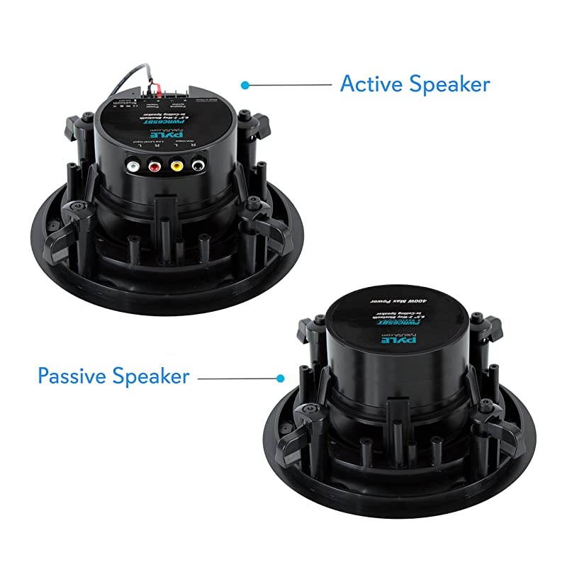 65 Ceiling Wall Mount Speakers 2Way Full Range Active Passive Speaker System Flush Design w Bluetooth Wireless Receiver 70Hz20kHz Frequency Response 300 Watts Magnetic Grill  PWRC65BT