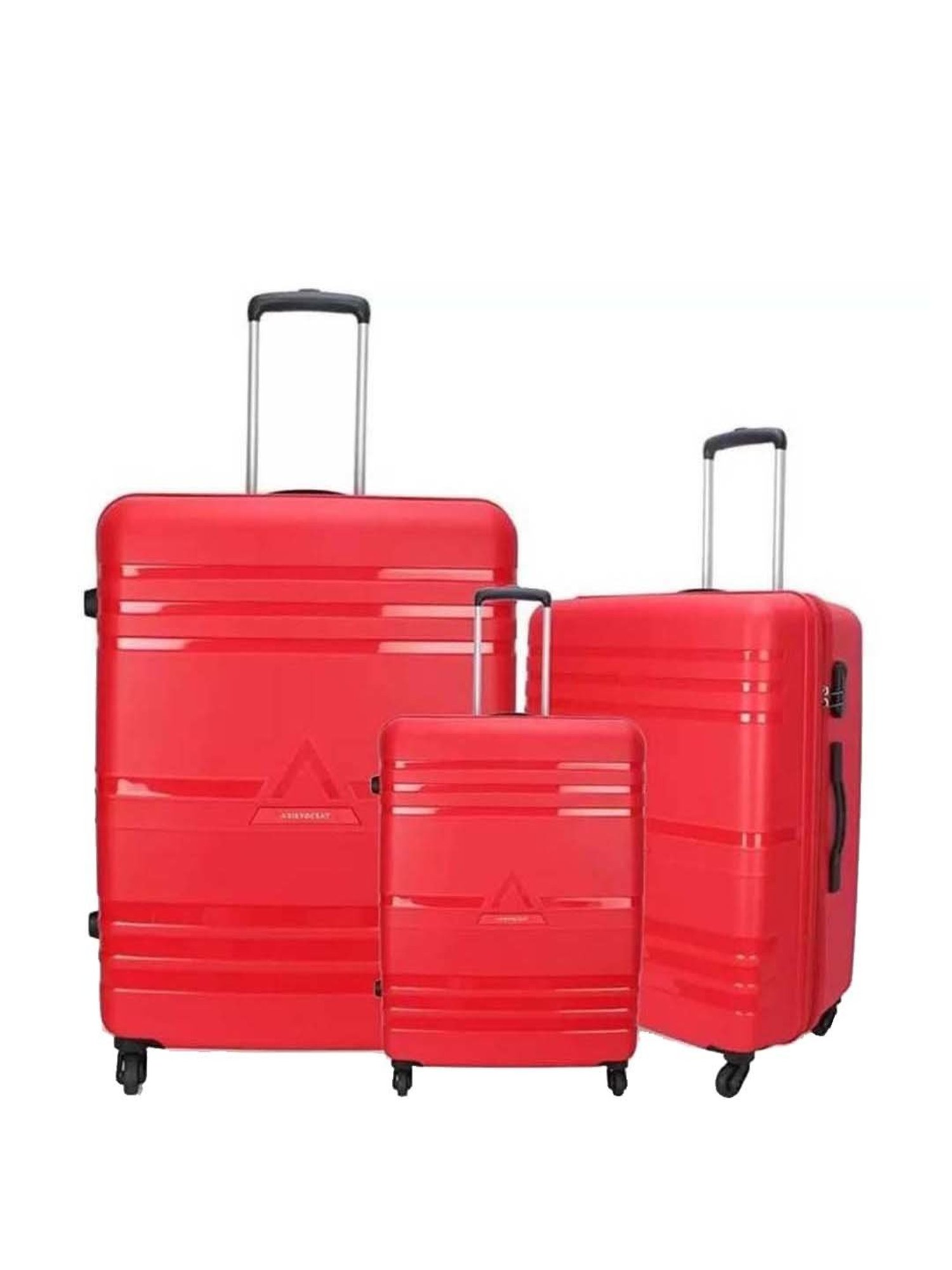 Aristocrat Jet Fiery Red Striped Trolley Bag Pack of 3 - 53cms, 63cms & 73cms