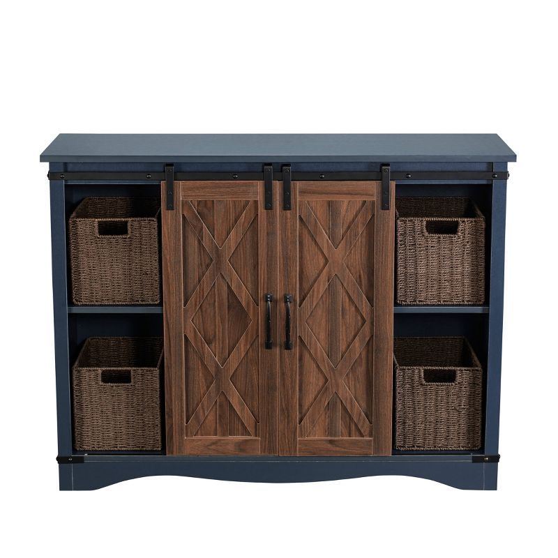 47" Barn Door Storage Accent Cabinet Navy - Home Essentials