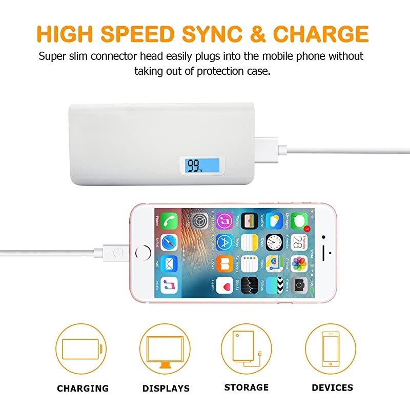 iPhone Charger,  5 Pack 6ft Lightning Cable iPhone Charging Syncing Cord Charger Cable Compatible iPhone X 8 8Plus 7 7Plus 6S 6Splus 6 6Plus SE 5 5S 5C More