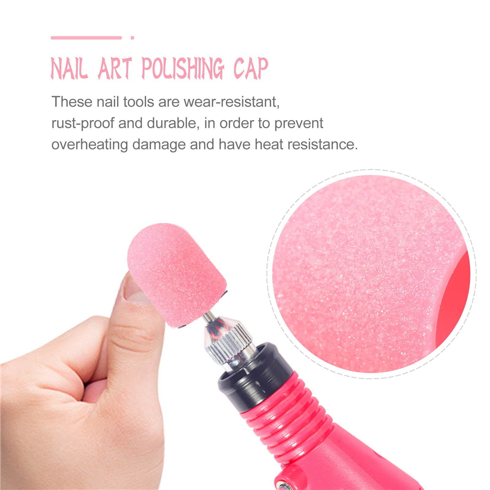 10pcs Nail Art Polishing Sanding Caps with Nail Grinding Head Set Manicure Tool