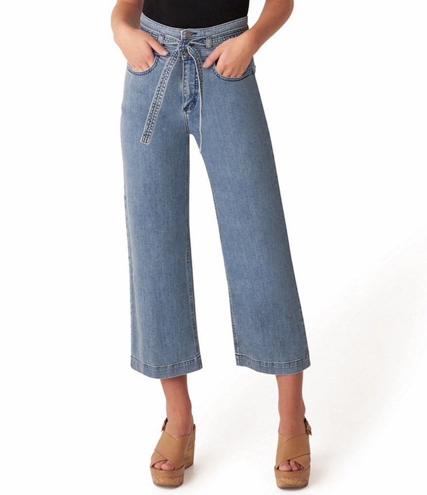YMI Jeanswear High Rise Cropped Frayed Wide Leg Jeans