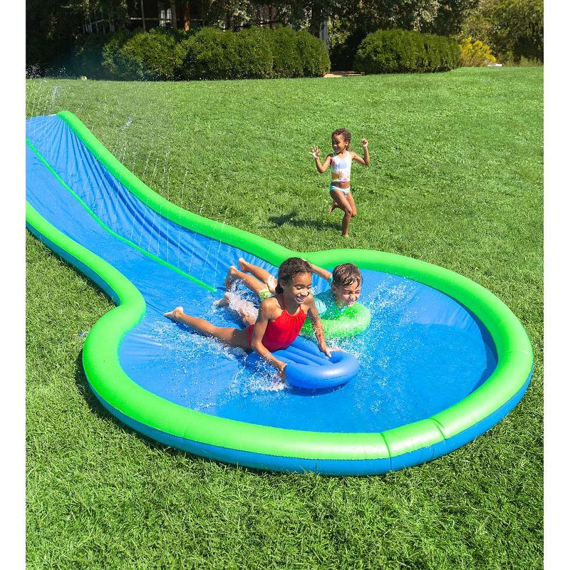 HearthSong Strike Zone 18'L Bowling Water Slide with Two Speed Boards for Outdoor Active Play