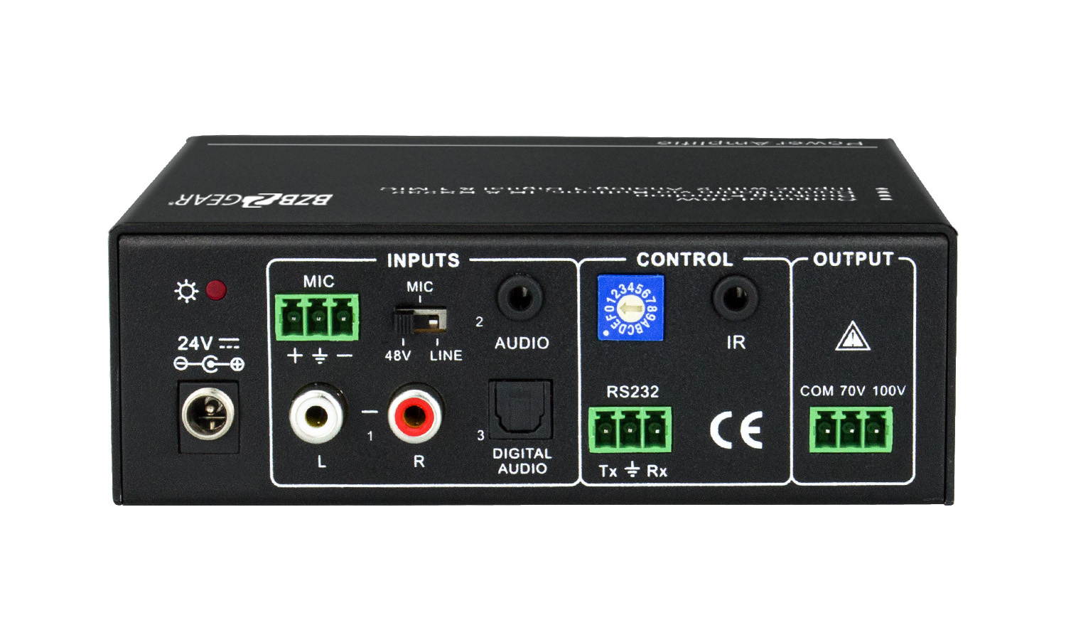 BZBGEAR 40 Watt 70V Stereo/Mono 2CH Audio Amplifier