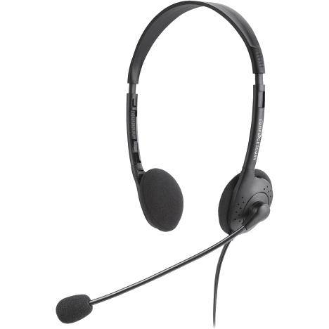 Compucessory CCS15154 Lightweight Stereo Headphones with Microphone  71 in. Cord  BK