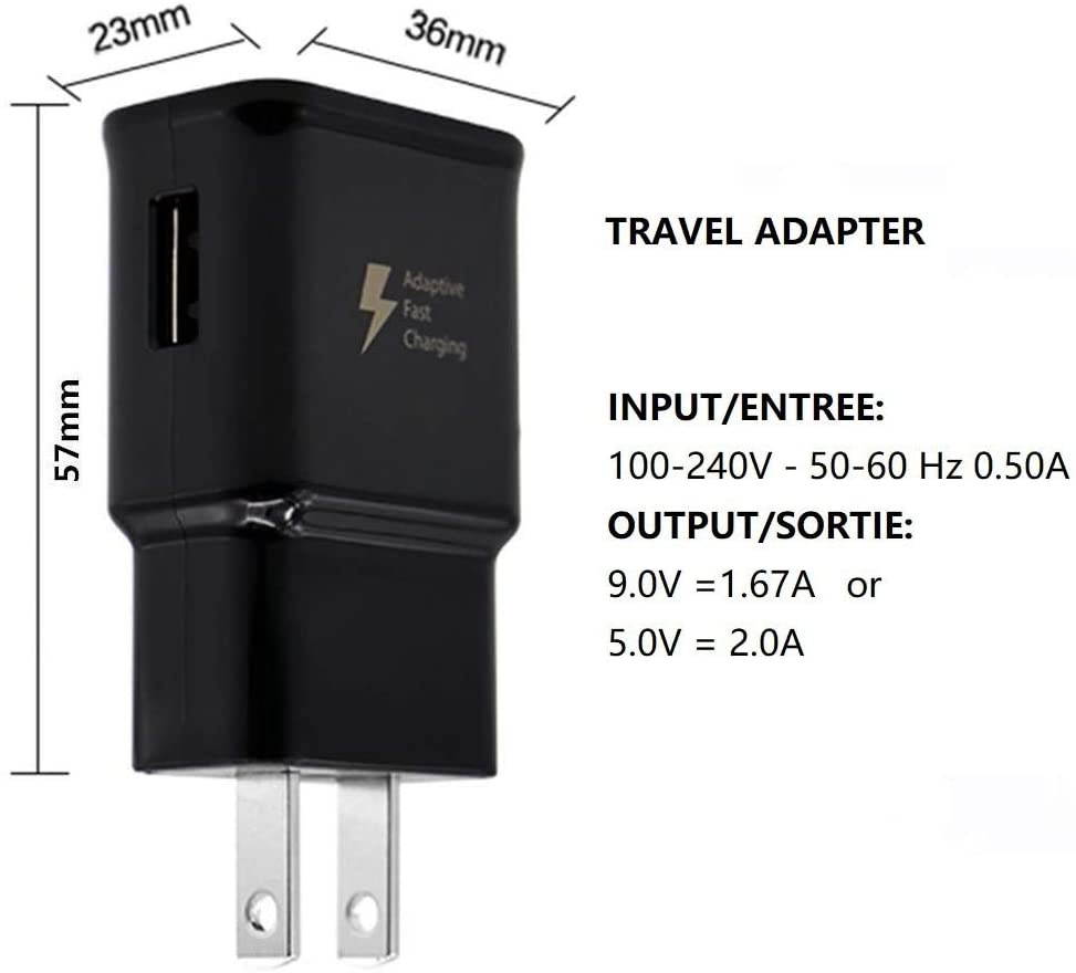 Adaptive Fast Charging Wall Charger with USB Type C Cable Compatible Samsung Galaxy S8 S9 S10 Plus Active Note 8 9 10, Fast Charger Kit for Samsung Galaxy S8 S9 S10 Plus Active Note 8 9 10