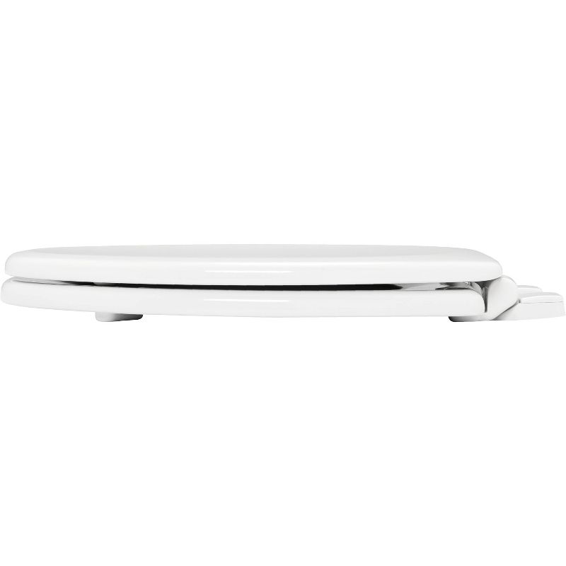 Lannon Never Loosens Round Enameled Wood Toilet Seat with Slow Close Hinge White - Mayfair by Bemis