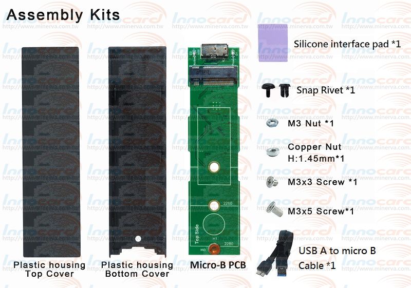 Innocard USB 3.1 to M.2 SSD Enclosure+ type-A  for Gen 2, 10Gbps