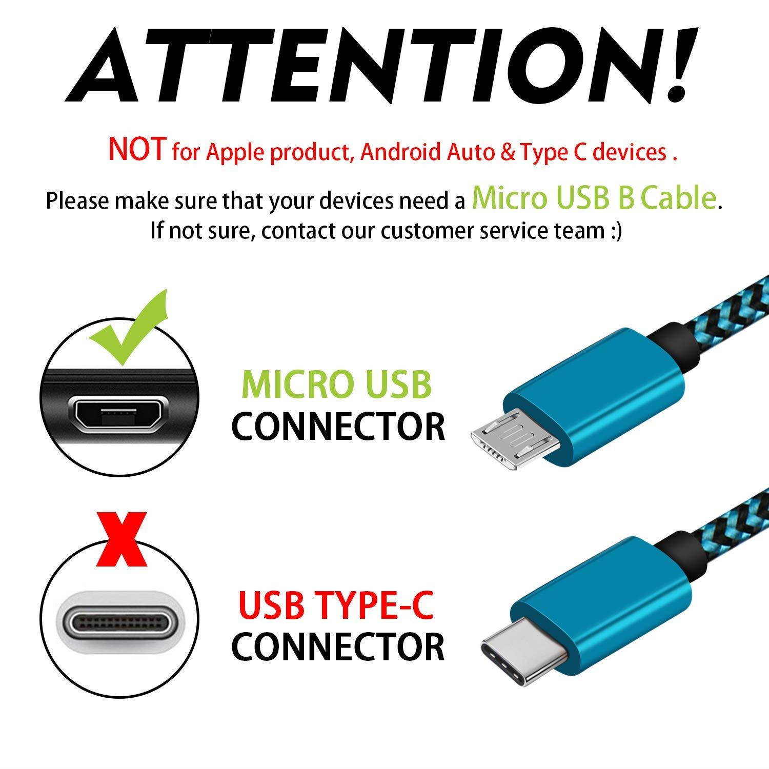 Android Charging Cable 10FT,(3Pack)High Speed Micro USB Charger Cord,Micro 2.0 A Male to B Charging Wire,Durable Long Braided Data Sync Cable for Samsung Phone/Galaxy Tablet/LG/Honor/Windows/PS4- Blue