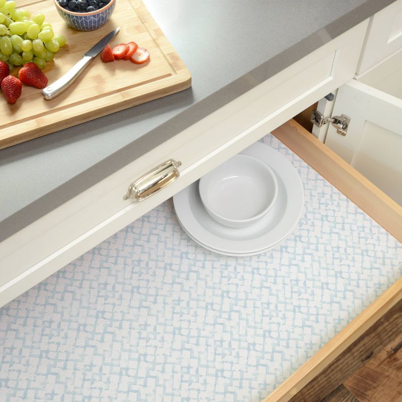 Con-Tact 18" x 4' Grip Prints Non-Adhesive Shelf Liner Trellis Blue