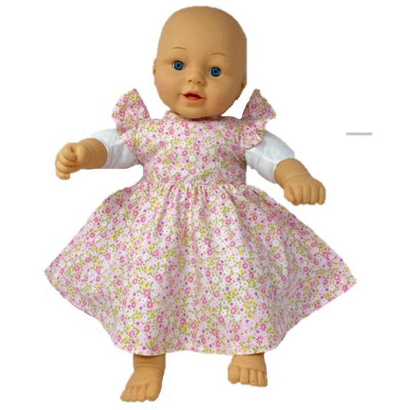 Doll Clothes Superstore Pink Flower Print Dress For 18-20 Big Baby Dolls