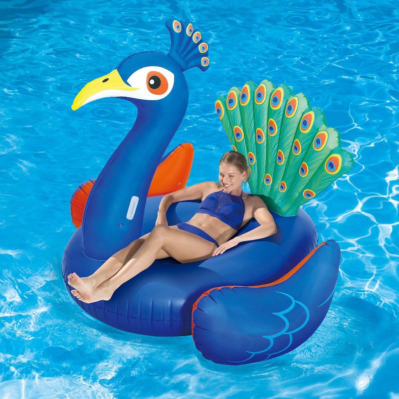 Summer Waves Giant Peacock Ride On Inflatable Swimming Pool Float Raft Lounger
