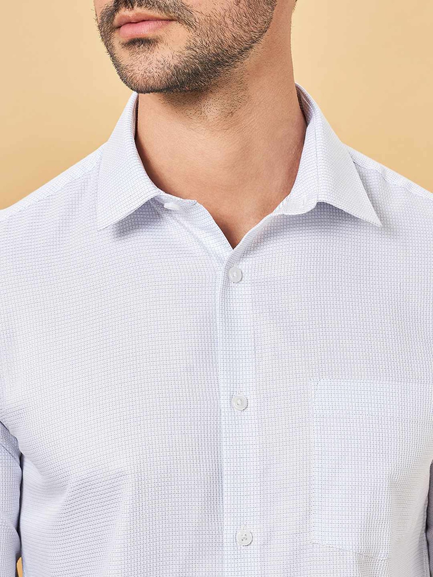 Peregrine by Pantaloons Silver Lake Blue Cotton Slim Fit Texture Shirt