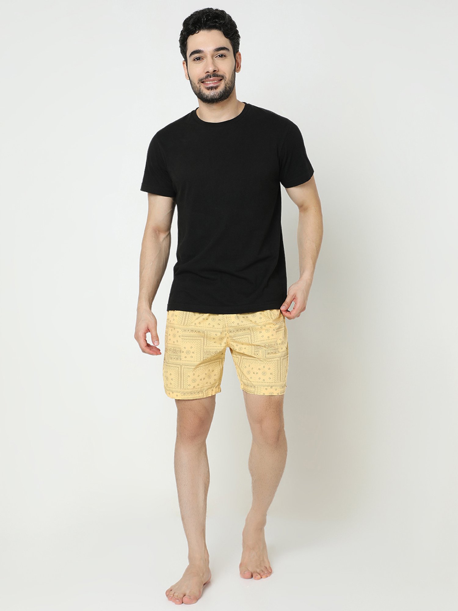 UnderJeans by Spykar Yellow Printed Cotton Boxers